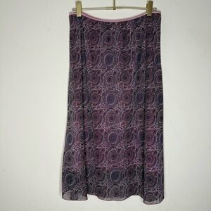 90s Y2K Vintage Midi Skirt Sz L Purple Pink Mesh Boho Fairy Grunge Lined USA
